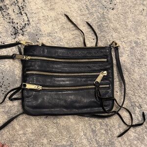 Rebecca Minkoff Black Crossbody Bag with Gold Zippers